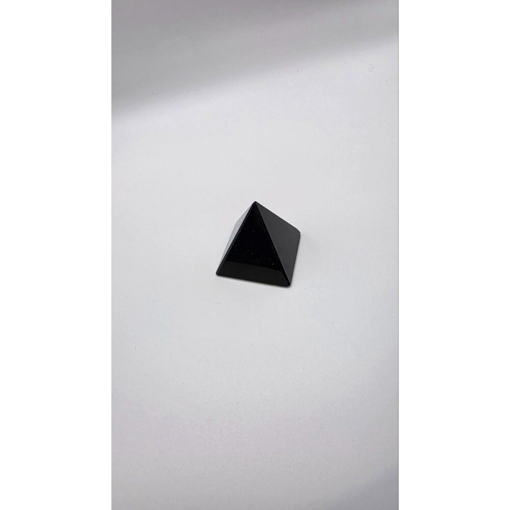 Black Crystal Pyramid Glossy Polished Obsidian-Style Stone Decor